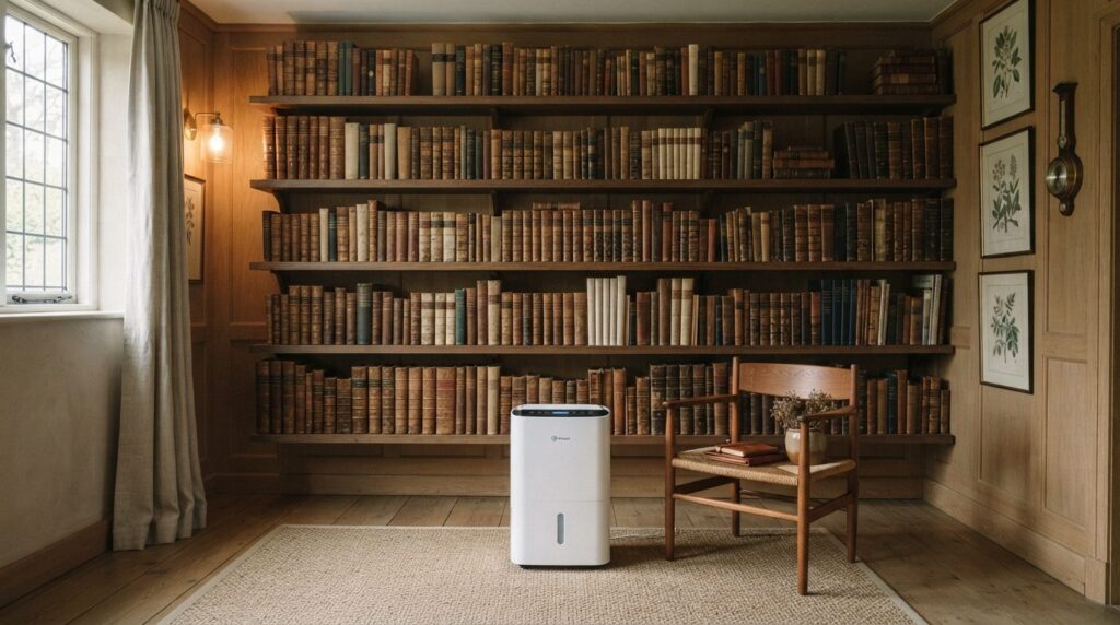 Interior design photograph of a climate-controlled book stor